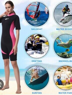 Gimilife NWT Shorty Wetsuit Pink And Black Neoprene Size 2XL